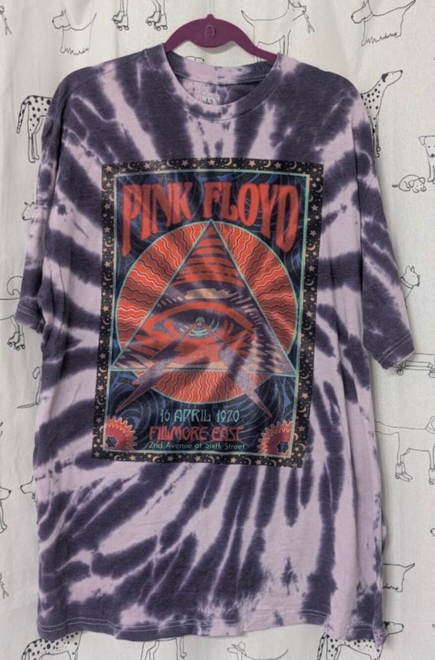 Pink Floyd Purple Tie Dye 1970 Third Eye Filmore East Retro Oversize Tee Men 2XL